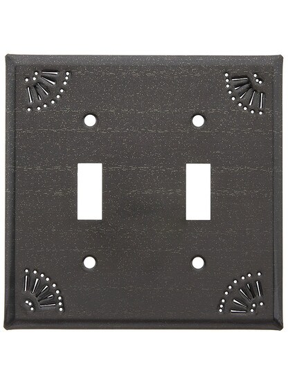 Pierced Country Tin Double Toggle Switch Plate in Country Tin.